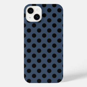 Schwarze Polka-Punkte auf grau-blau iPhone 14 Plus Hülle