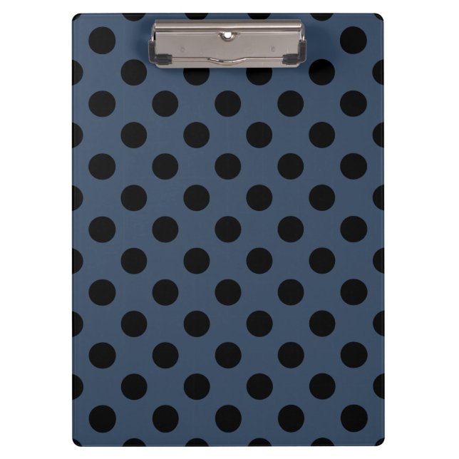 Schwarze Polka-Punkte auf grau-blau Klemmbrett (Vorderseite)