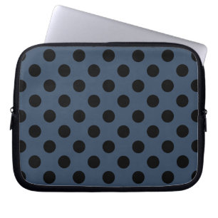 Schwarze Polka-Punkte auf grau-blau Laptopschutzhülle