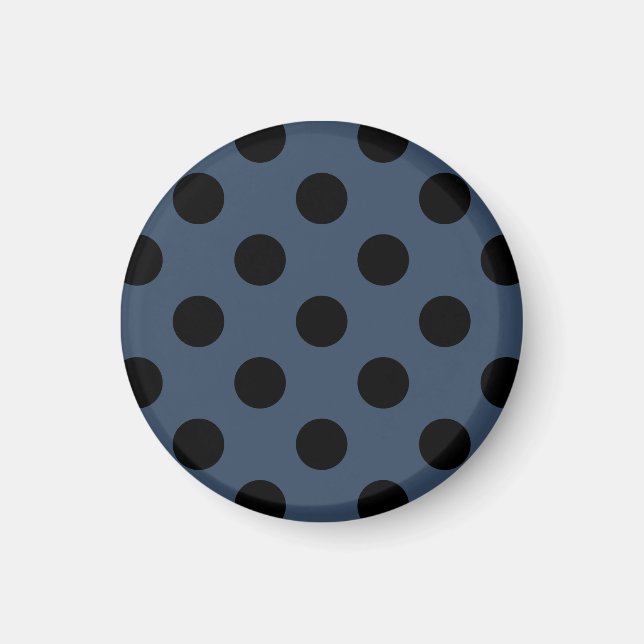 Schwarze Polka-Punkte auf grau-blau Magnet (Vorne)