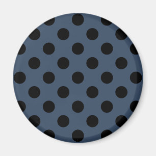 Schwarze Polka-Punkte auf grau-blau Magnet