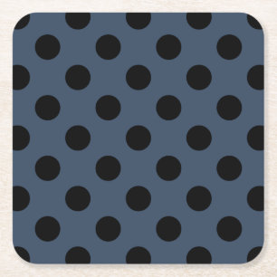 Schwarze Polka-Punkte auf grau-blau Rechteckiger Pappuntersetzer