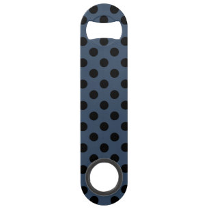 Schwarze Polka-Punkte auf grau-blau Speed Flaschenöffner