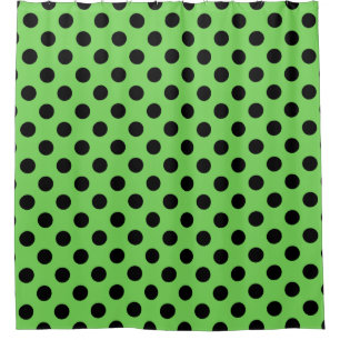 Schwarze Polka-Punkte auf Kalkgrün Duschvorhang