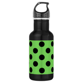 Schwarze Polka-Punkte auf Kalkgrün Edelstahlflasche