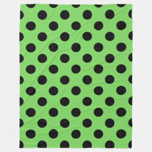 Schwarze Polka-Punkte auf Kalkgrün Fleecedecke