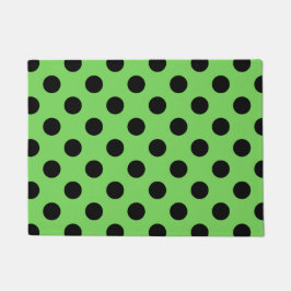 Schwarze Polka-Punkte auf Kalkgrün Fußmatte
