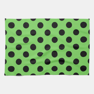 Schwarze Polka-Punkte auf Kalkgrün Küchentuch