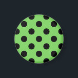 Schwarze Polka-Punkte auf Kalkgrün Magnet<br><div class="desc">Schwarze Polka-Punkte auf Kalkgrün</div>