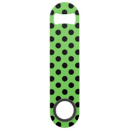 Schwarze Polka-Punkte auf Kalkgrün Speedflaschenöffner
