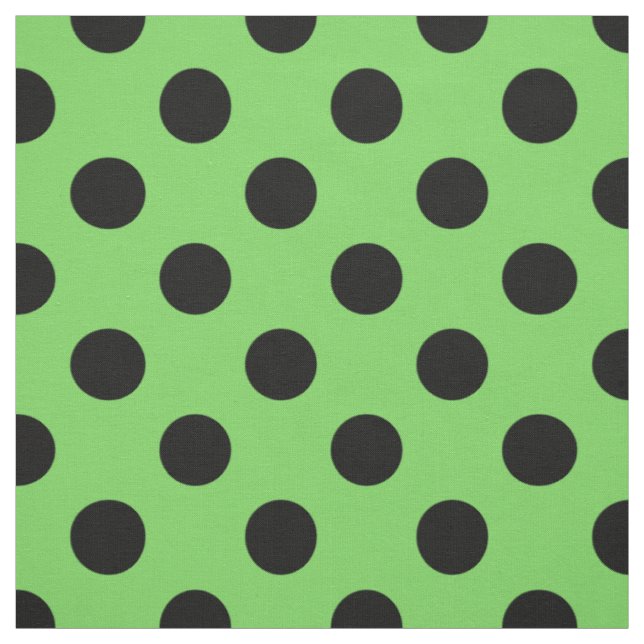Schwarze Polka-Punkte auf Kalkgrün Stoff (Muster)
