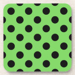 Schwarze Polka-Punkte auf Kalkgrün Untersetzer<br><div class="desc">Schwarze Polka-Punkte auf Kalkgrün</div>
