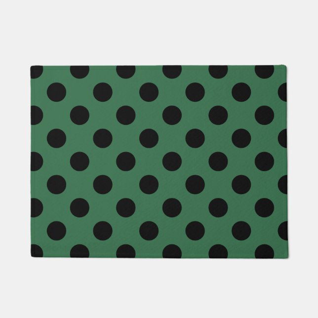 Schwarze Polka-Punkte auf kelgrün Fußmatte (Vorderseite)