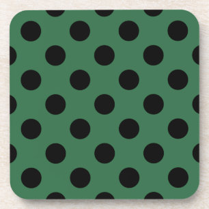 Schwarze Polka-Punkte auf kelgrün Getränkeuntersetzer