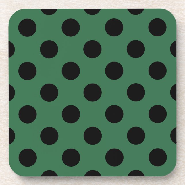 Schwarze Polka-Punkte auf kelgrün Getränkeuntersetzer (Vorderseite)