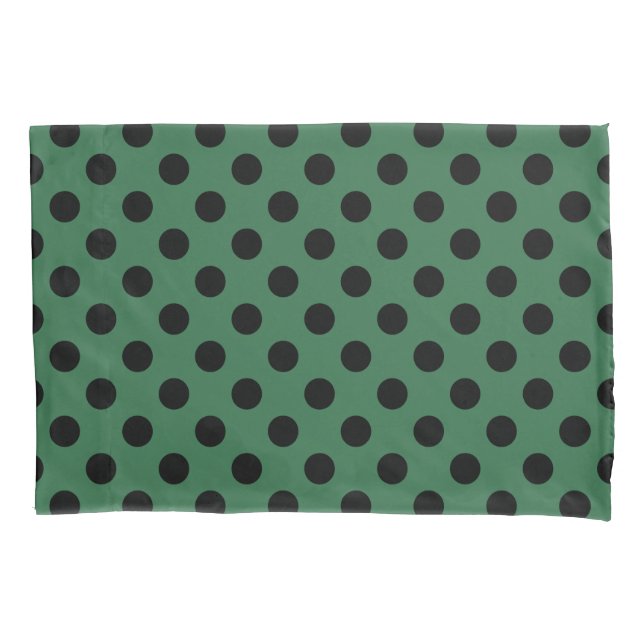 Schwarze Polka-Punkte auf kelgrün Kissenbezug (Vorderseite)