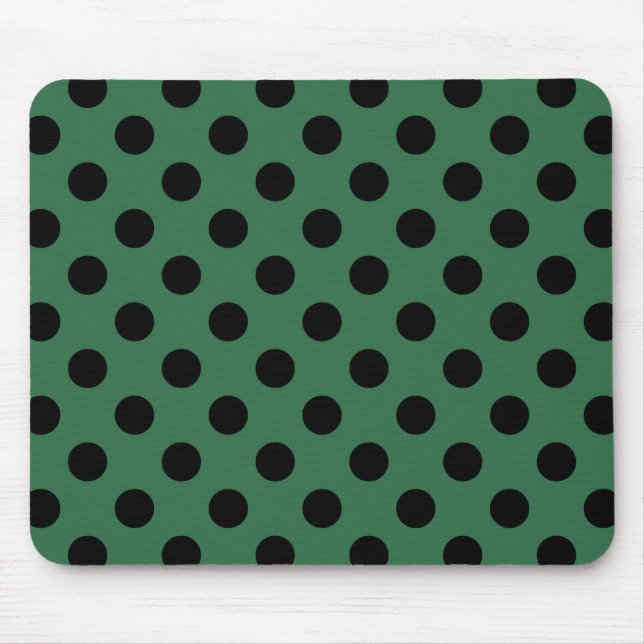 Schwarze Polka-Punkte auf kelgrün Mousepad (Vorne)