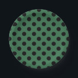 Schwarze Polka-Punkte auf kelgrün Pappteller<br><div class="desc">Schwarze Polka-Punkte auf kelgrün</div>