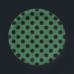 Schwarze Polka-Punkte auf kelgrün Pappteller<br><div class="desc">Schwarze Polka-Punkte auf kelgrün</div>