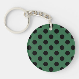 Schwarze Polka-Punkte auf kelgrün Schlüsselanhänger
