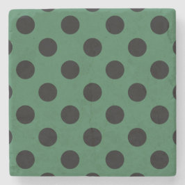 Schwarze Polka-Punkte auf kelgrün Steinuntersetzer