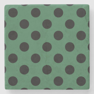 Schwarze Polka-Punkte auf kelgrün Steinuntersetzer