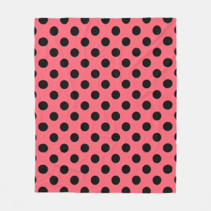 Schwarze Polka Punkte auf Korallen Fleecedecke