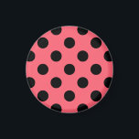 Schwarze Polka Punkte auf Korallen Magnet<br><div class="desc">Schwarze Polka Punkte auf Korallen</div>