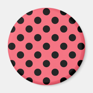 Schwarze Polka Punkte auf Korallen Magnet