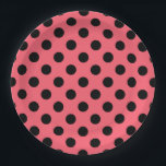 Schwarze Polka Punkte auf Korallen Pappteller<br><div class="desc">Schwarze Polka Punkte auf Korallen</div>