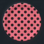 Schwarze Polka Punkte auf Korallen Pappteller<br><div class="desc">Schwarze Polka Punkte auf Korallen</div>