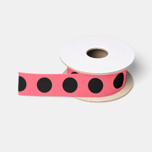 Schwarze Polka Punkte auf Korallen Satinband
