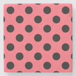 Schwarze Polka Punkte auf Korallen Steinuntersetzer