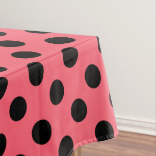Schwarze Polka Punkte auf Korallen Tischdecke