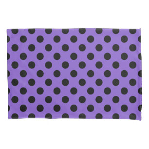 Schwarze Polka-Punkte auf Lavendel Kissenbezug