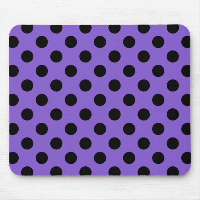 Schwarze Polka-Punkte auf Lavendel Mousepad (Vorne)