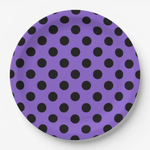 Schwarze Polka-Punkte auf Lavendel Pappteller