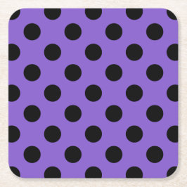 Schwarze Polka-Punkte auf Lavendel Rechteckiger Pappuntersetzer