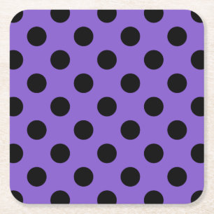 Schwarze Polka-Punkte auf Lavendel Rechteckiger Pappuntersetzer