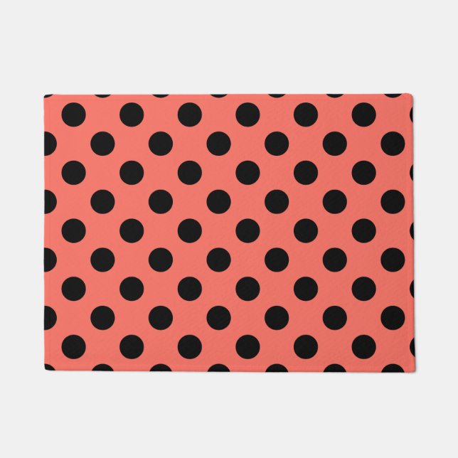 Schwarze Polka-Punkte auf lebende Korallen Fußmatte (Vorderseite)