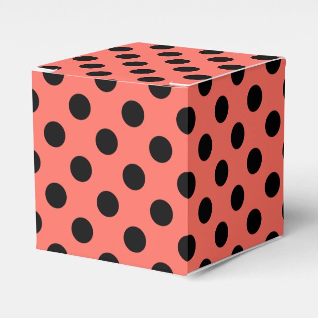 Schwarze Polka-Punkte auf lebende Korallen Geschenkschachtel (Vorderseite)