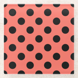 Schwarze Polka-Punkte auf lebende Korallen Glasuntersetzer