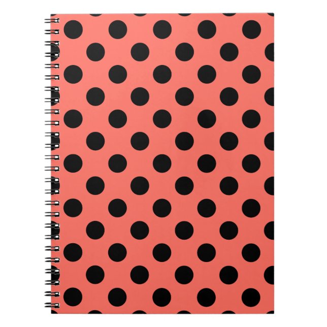 Schwarze Polka-Punkte auf lebende Korallen Notizblock (Vorderseite)
