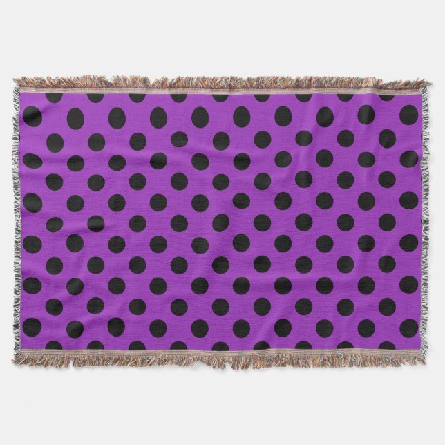 Schwarze Polka Punkte auf lila Decke (Vorderseite)