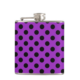 Schwarze Polka Punkte auf lila Flachmann