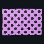 Schwarze Polka-Punkte auf Lila Geschirrtuch<br><div class="desc">Schwarze Polka-Punkte auf Lila</div>