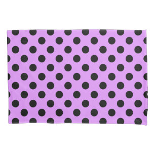 Schwarze Polka-Punkte auf Lila Kissenbezug