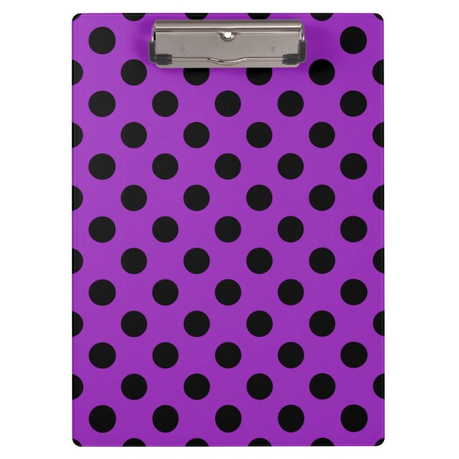 Schwarze Polka Punkte auf lila Klemmbrett (Vorderseite)