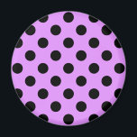 Schwarze Polka-Punkte auf Lila Magnet<br><div class="desc">Schwarze Polka-Punkte auf Lila</div>