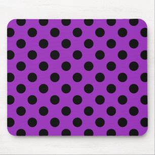 Schwarze Polka Punkte auf lila Mousepad